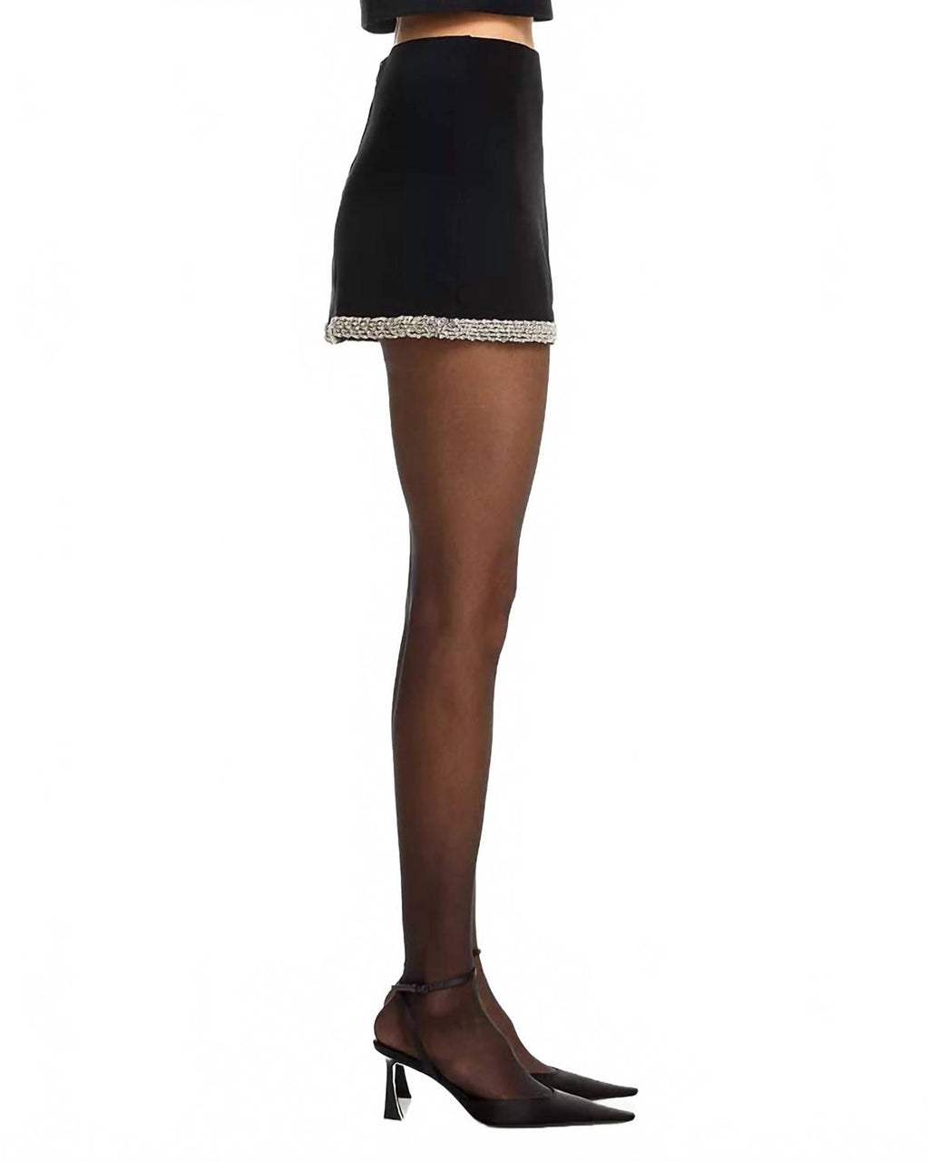 Rubi Embellished Trim Mini Skirt In Black