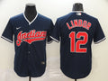 Men's Cleveland Guardians Francisco Lindor #12 Navy Replica Baseball Jersey1