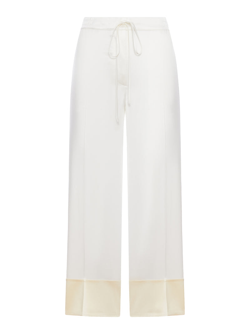 Toteme Women Wide-Leg Satin Trousers With Drawstring