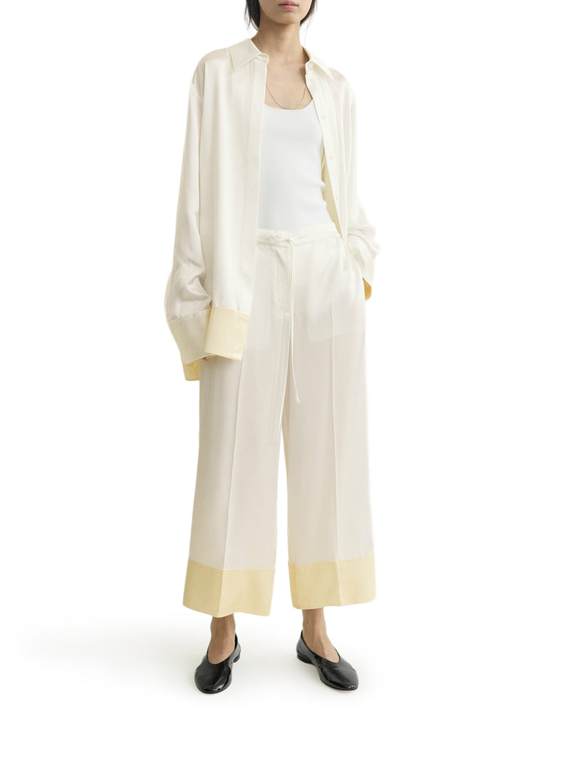 Toteme Women Wide-Leg Satin Trousers With Drawstring