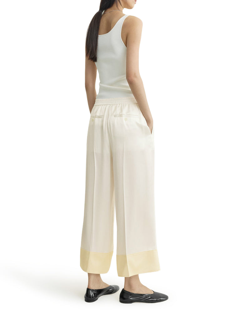 Toteme Women Wide-Leg Satin Trousers With Drawstring