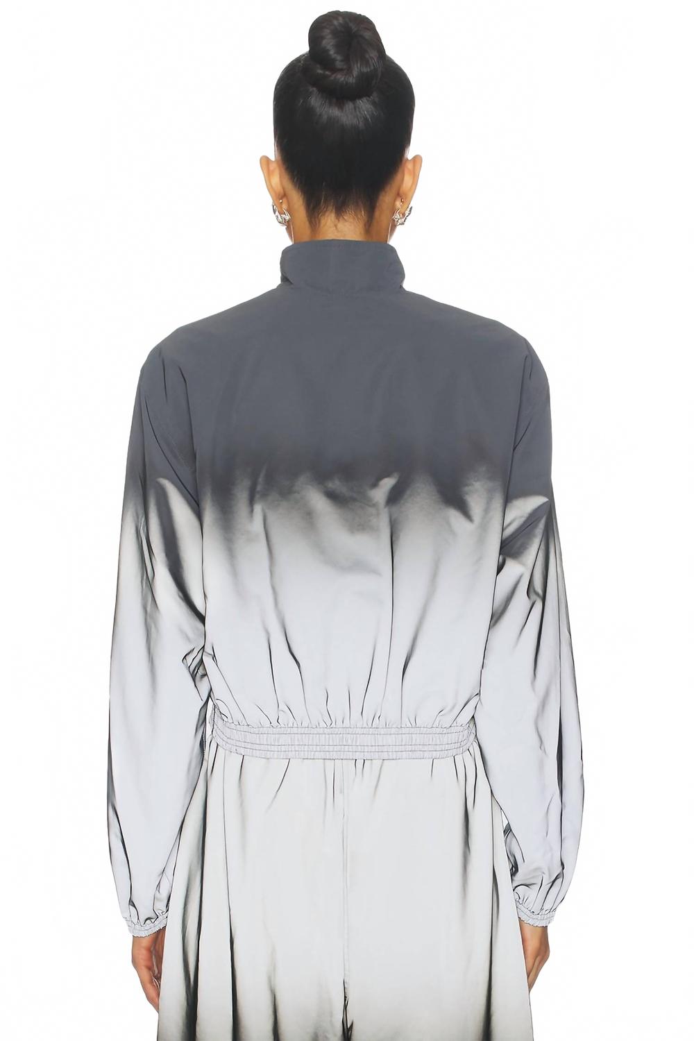 Reflective Shrunken Track Jacket In Metalic Silver/black