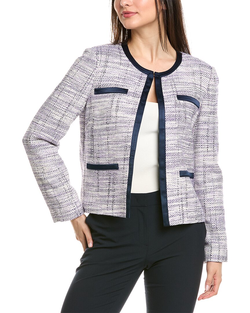 St. John Soft Birdseye Tweed Linen-Blend Jacket