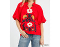 Embroidered Boho Top In Tomato