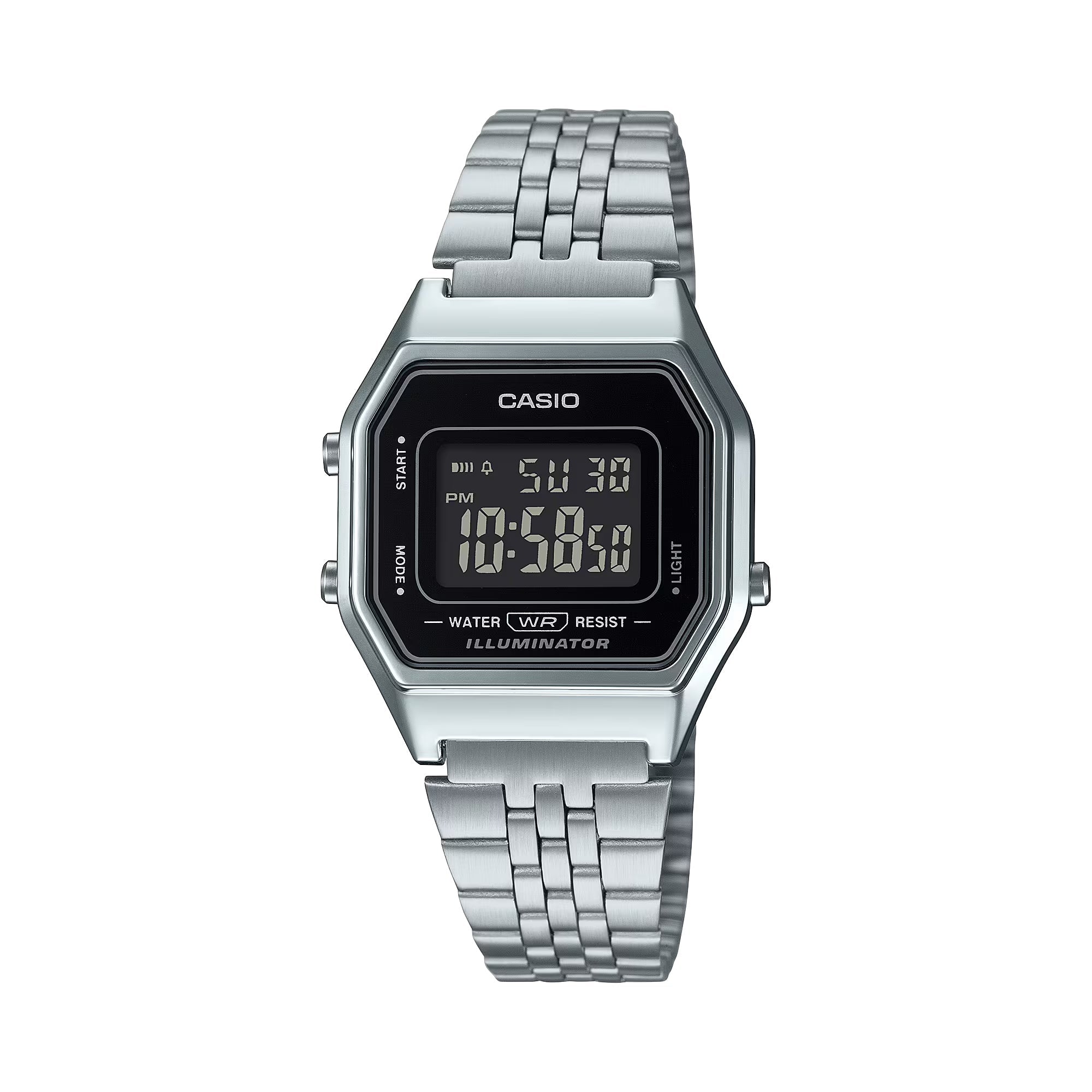 Casio Women’s Silver Digital Watch with Black Frame - LA-680WA-1BDF
