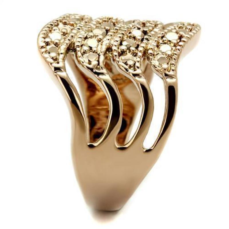 IP Rose Gold(Ion Plating) Brass Ring with AAA Grade CZ in Metallic Light Gold