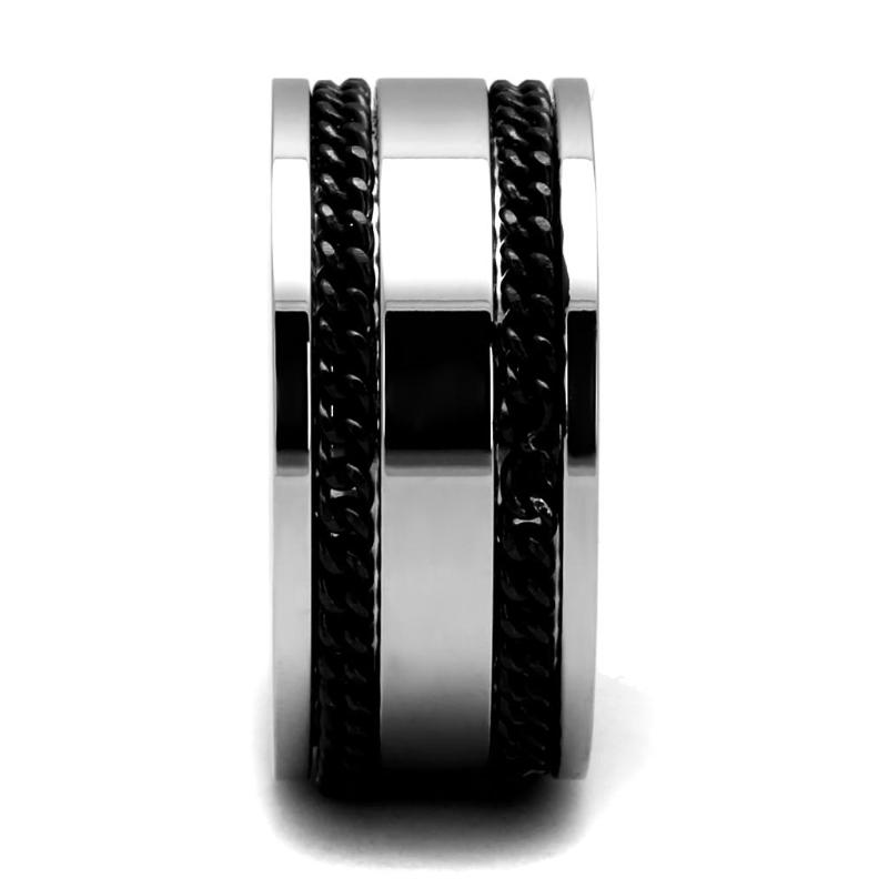 High polished (no plating) Stainless Steel Ring with Epoxy in Jet