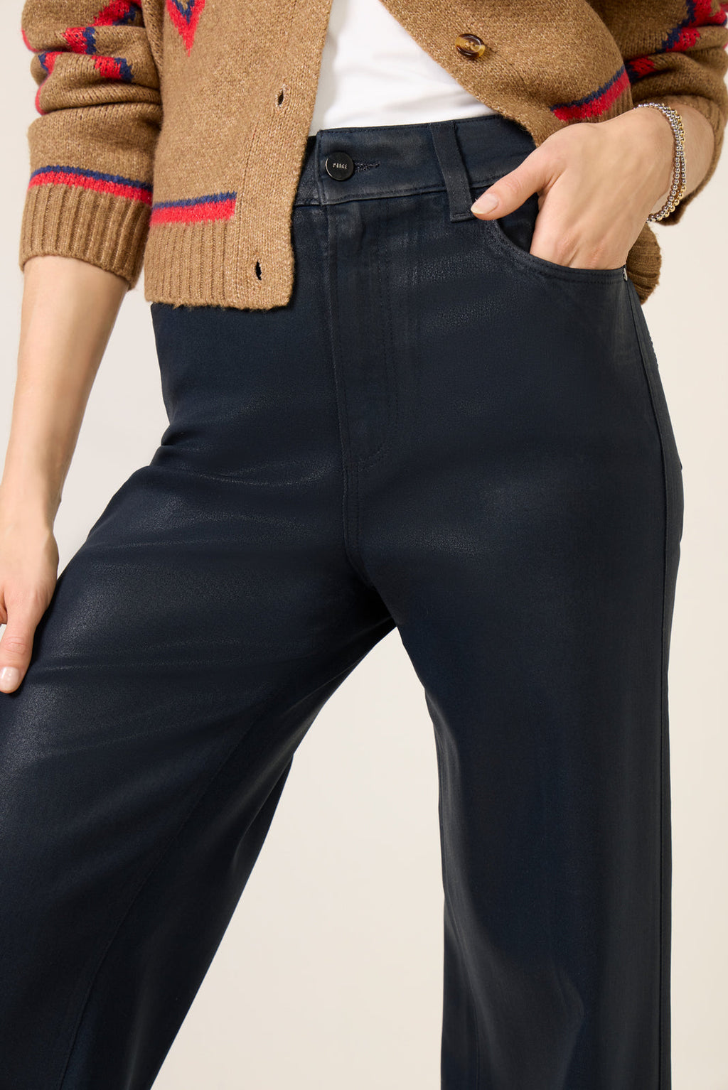 Women's Coated Anessa Pants Wide Leg Pants