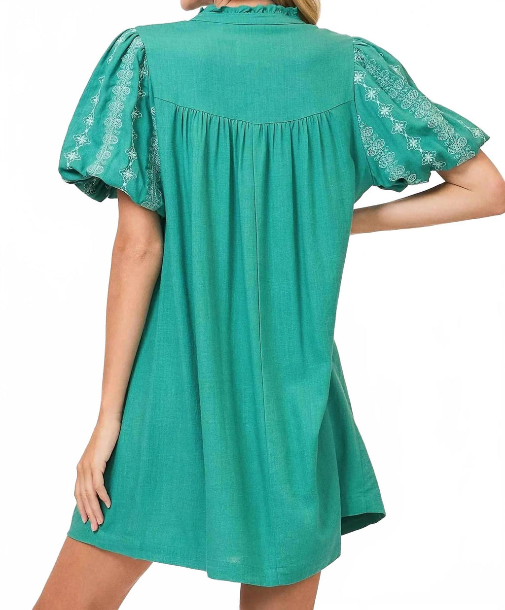 Embroidered Dress In Green