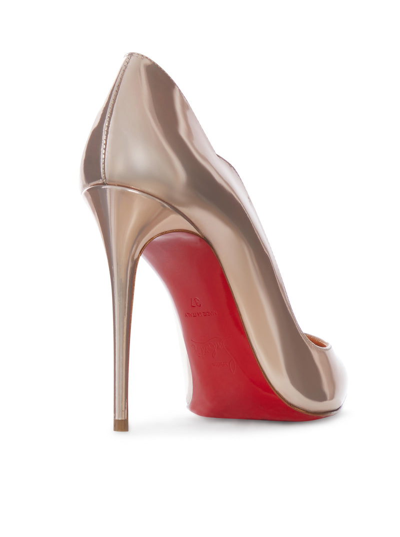 Christian Louboutin Women Nude Patent Leather Décolleté With Stiletto Heel