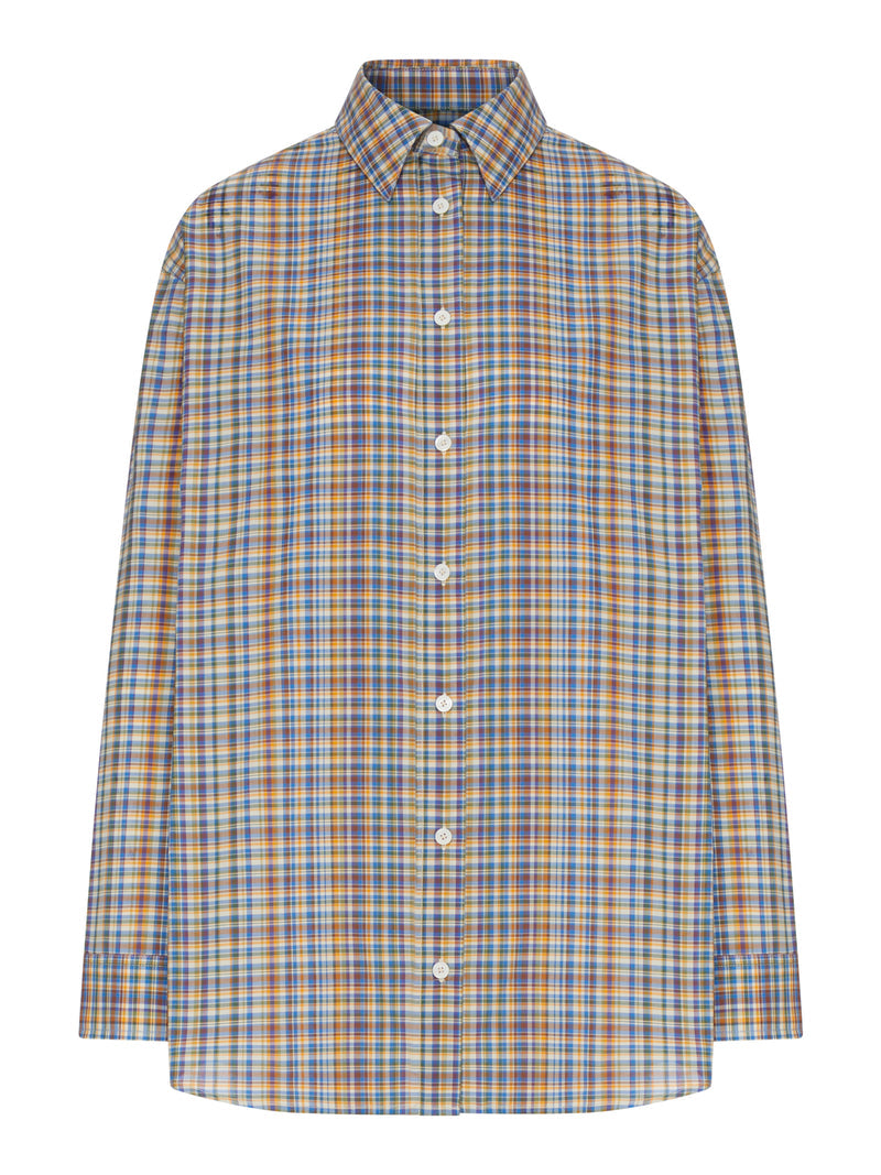 Toteme Women Classic Blue And Orange Checked Cotton Shirt