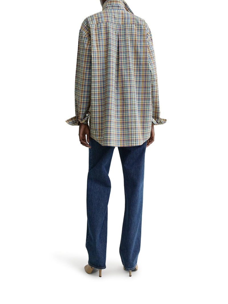 Toteme Women Classic Blue And Orange Checked Cotton Shirt