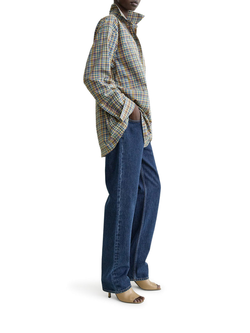 Toteme Women Classic Blue And Orange Checked Cotton Shirt
