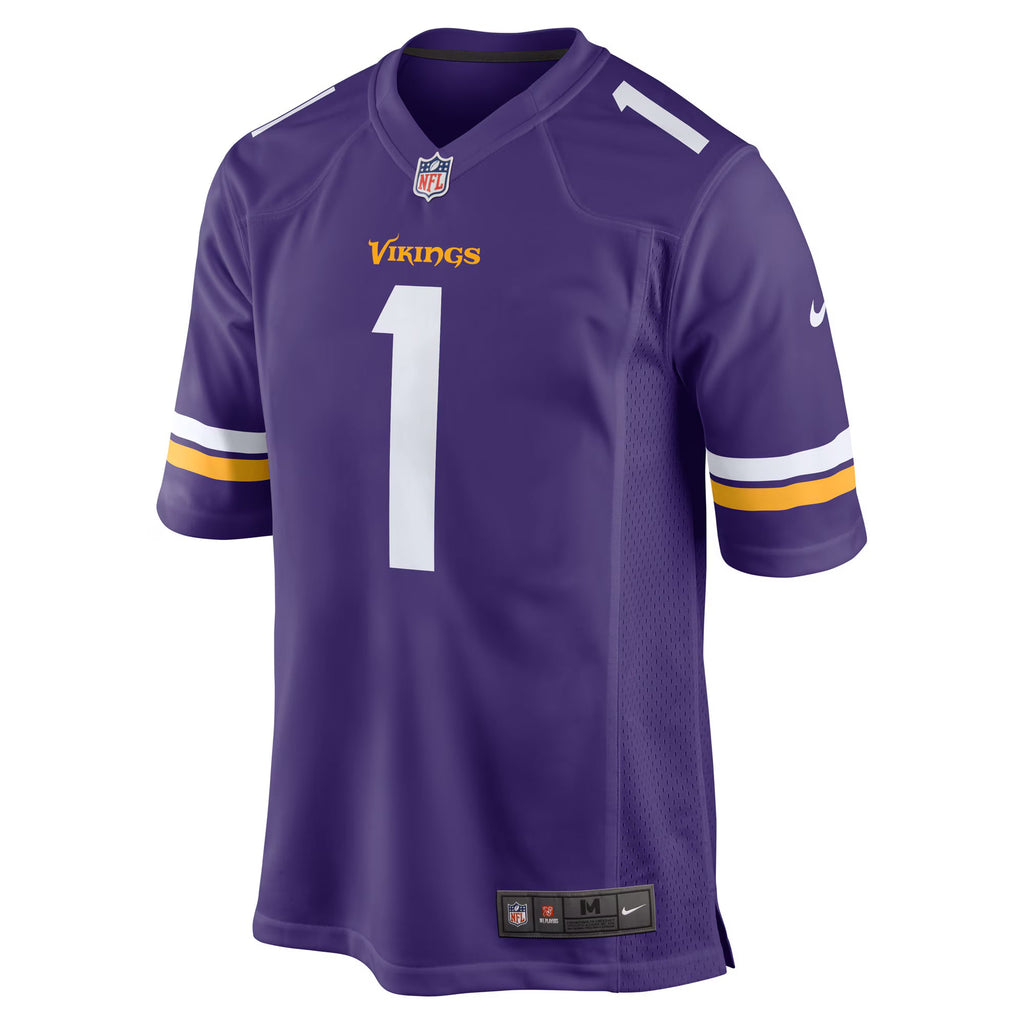 Minnesota Vikings Number 1 Groom Purple Game Jersey