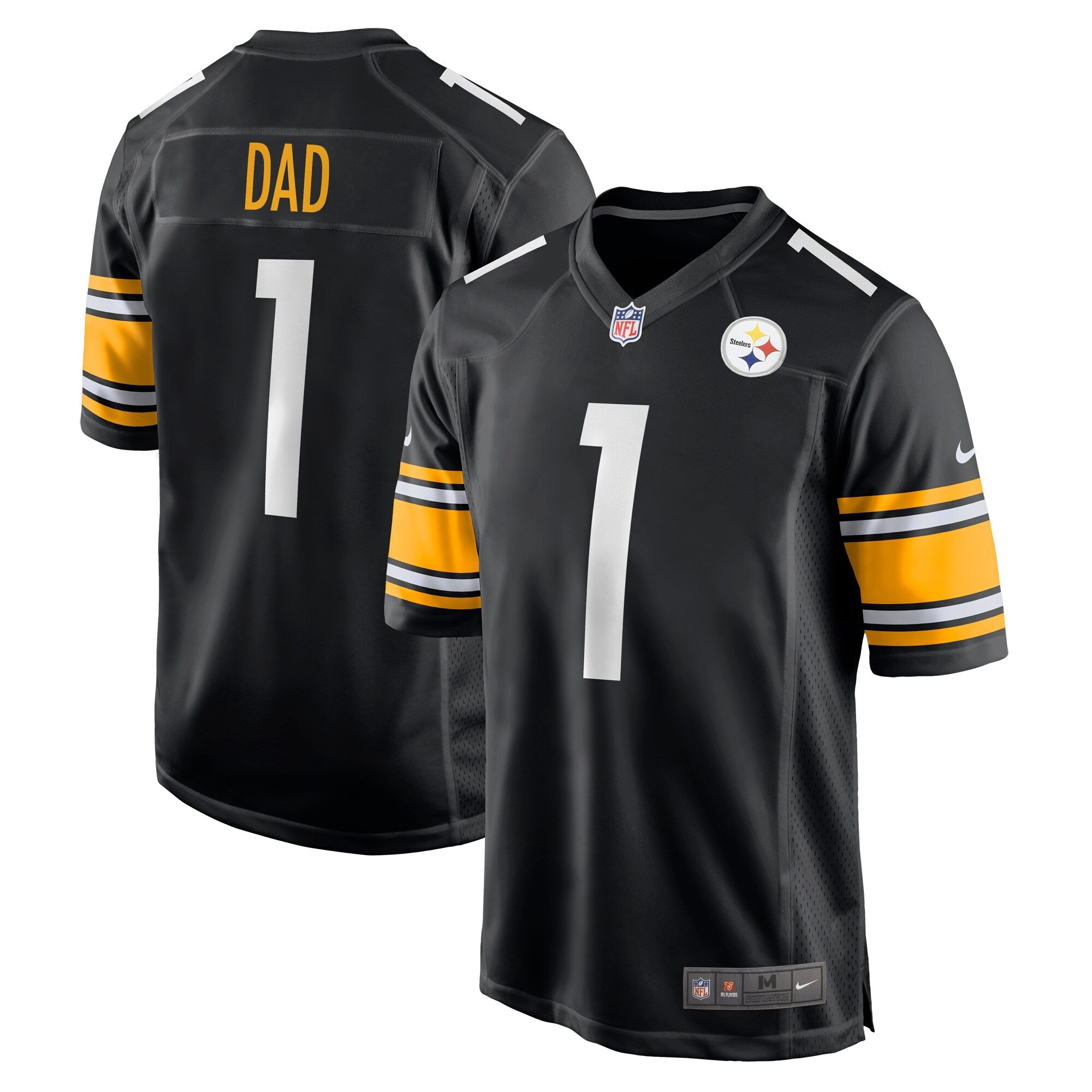 Pittsburgh Steelers Number 1 Dad Black Game Jersey