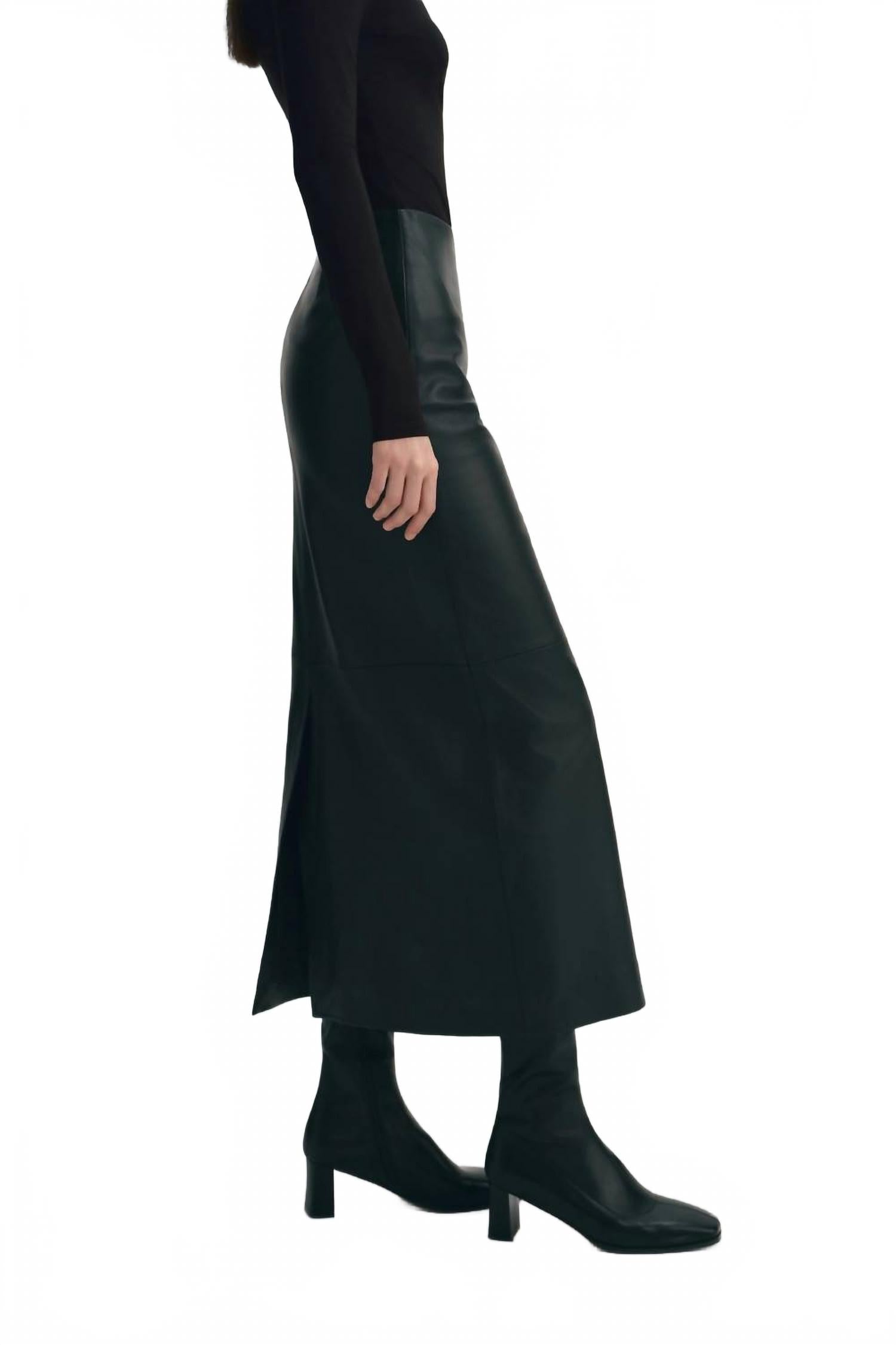 Anais Leather Skirt In Black