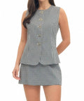 Pamela Gingham Sleeveless Romper In Black