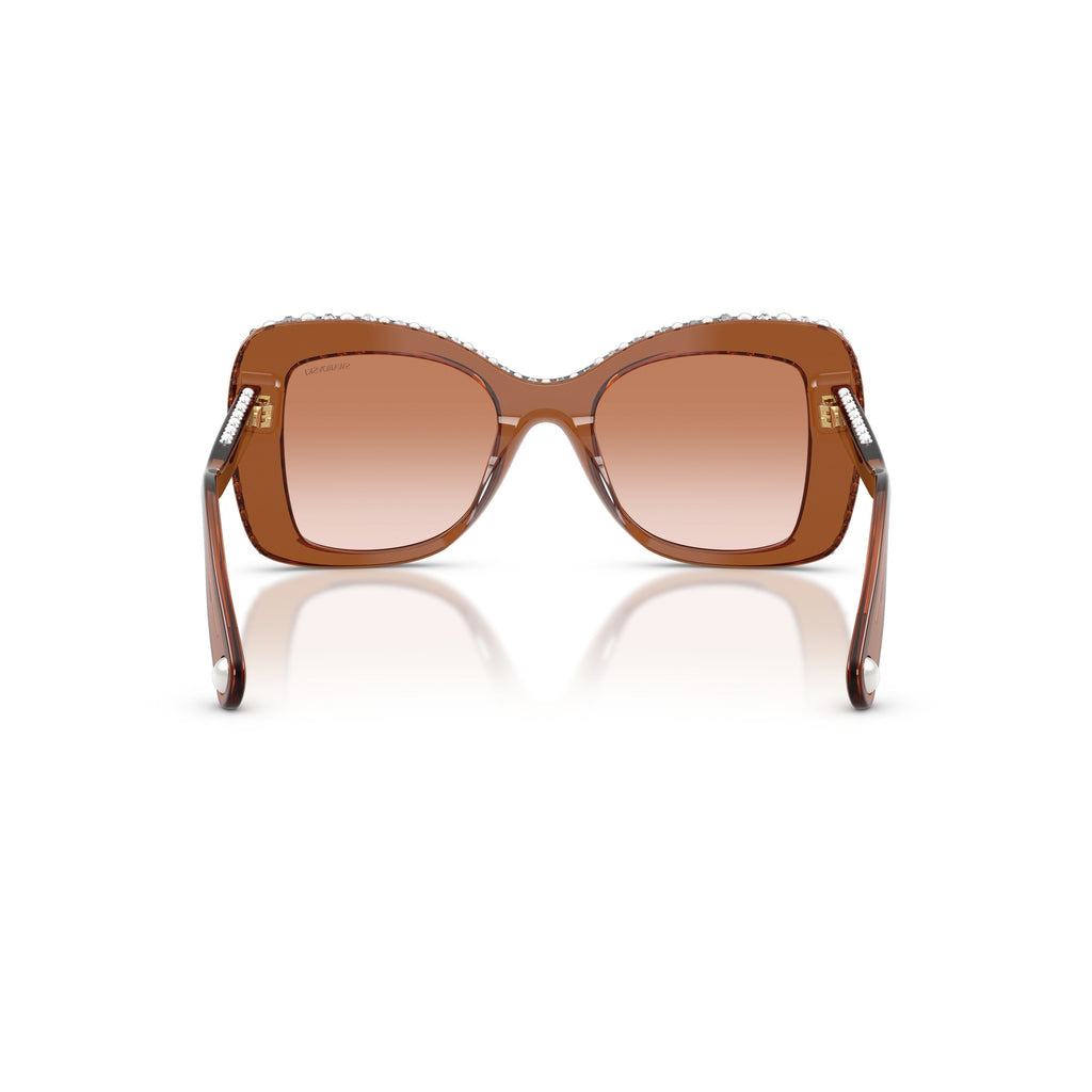 0Sk6062U Translucent Brown Acetate Sunglasses with Crystal Accents