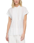 Lafayette 148 New York Petite Pintuck Bib Linen Blouse