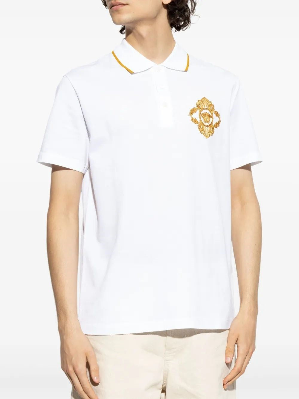Versace Men Polo Shirt In Cotton Piqué