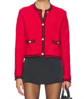 Benedict Cardigan Top In Preppy Crimson