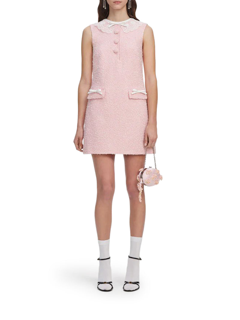 Self-Portrait Women Pink Mini Dress With Boucle Lace Collar
