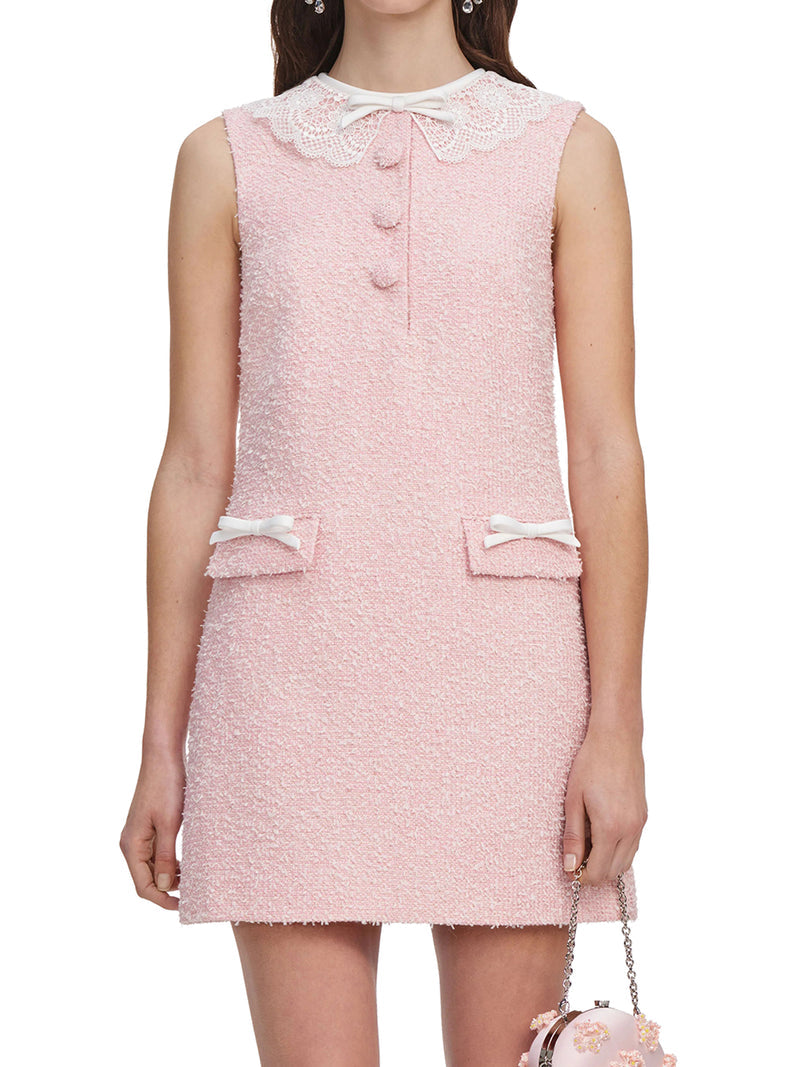 Self-Portrait Women Pink Mini Dress With Boucle Lace Collar