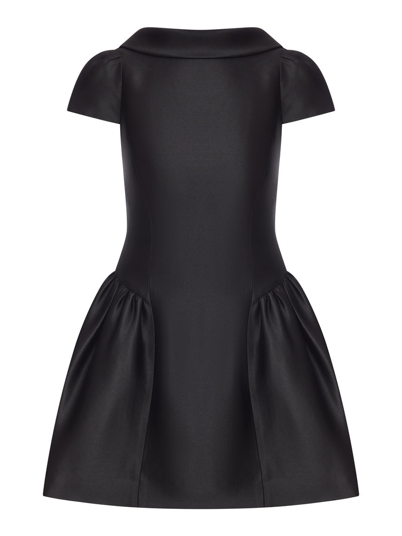 Self-Portrait Women Black Taffeta Mini Dress With Collar