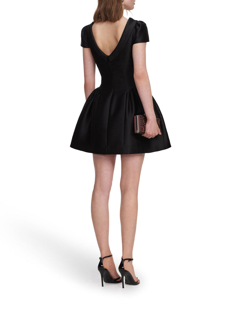 Self-Portrait Women Black Taffeta Mini Dress With Collar