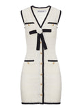 Self-Portrait Women White Mini Dress In Quilted Knit
