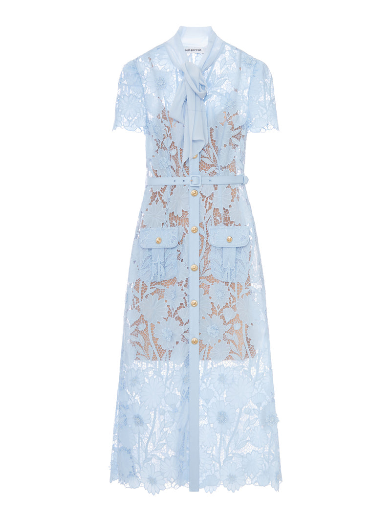 Self-Portrait Women Midi Lace Dress With Layers On The Neck