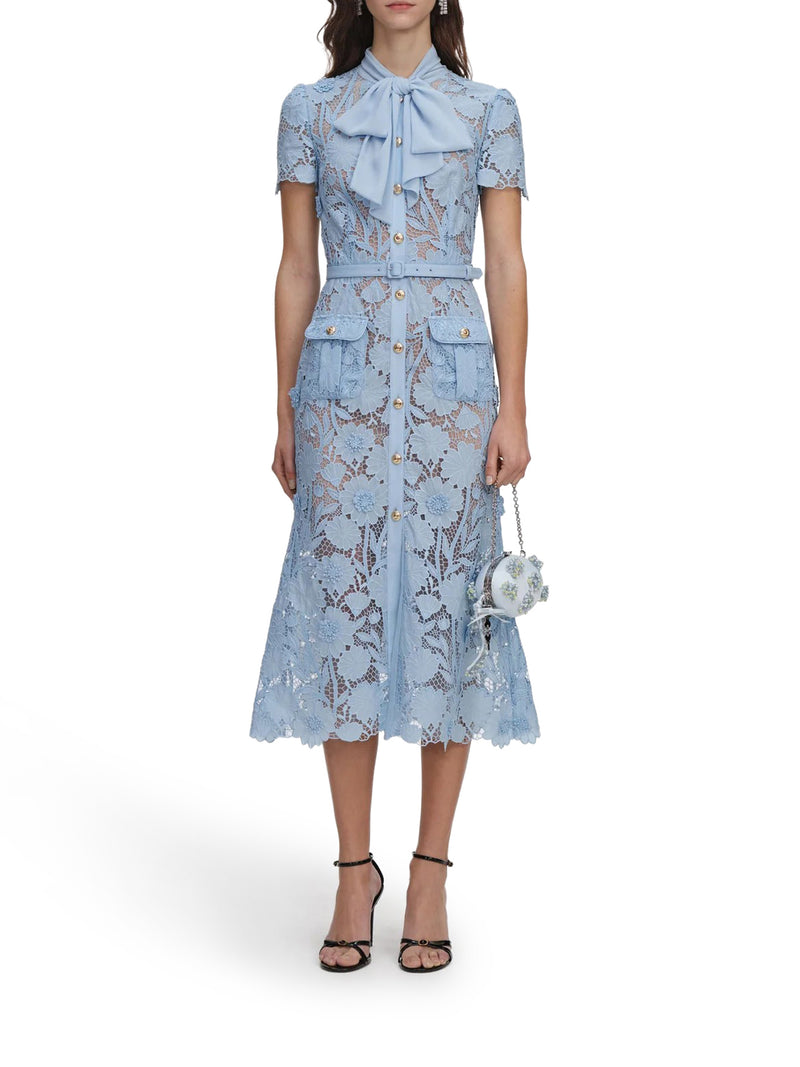 Self-Portrait Women Midi Lace Dress With Layers On The Neck