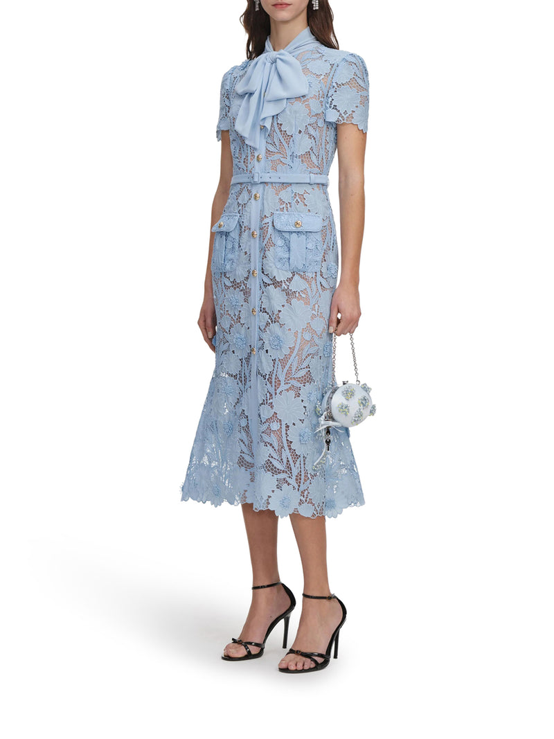 Self-Portrait Women Midi Lace Dress With Layers On The Neck