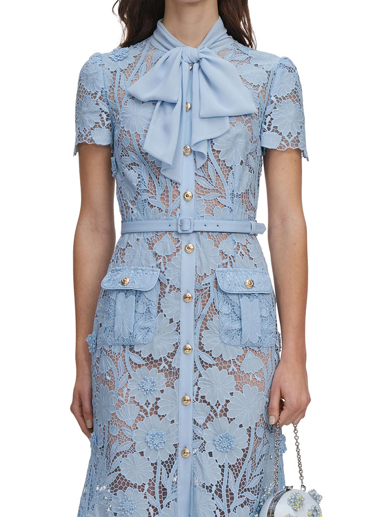 Self-Portrait Women Midi Lace Dress With Layers On The Neck