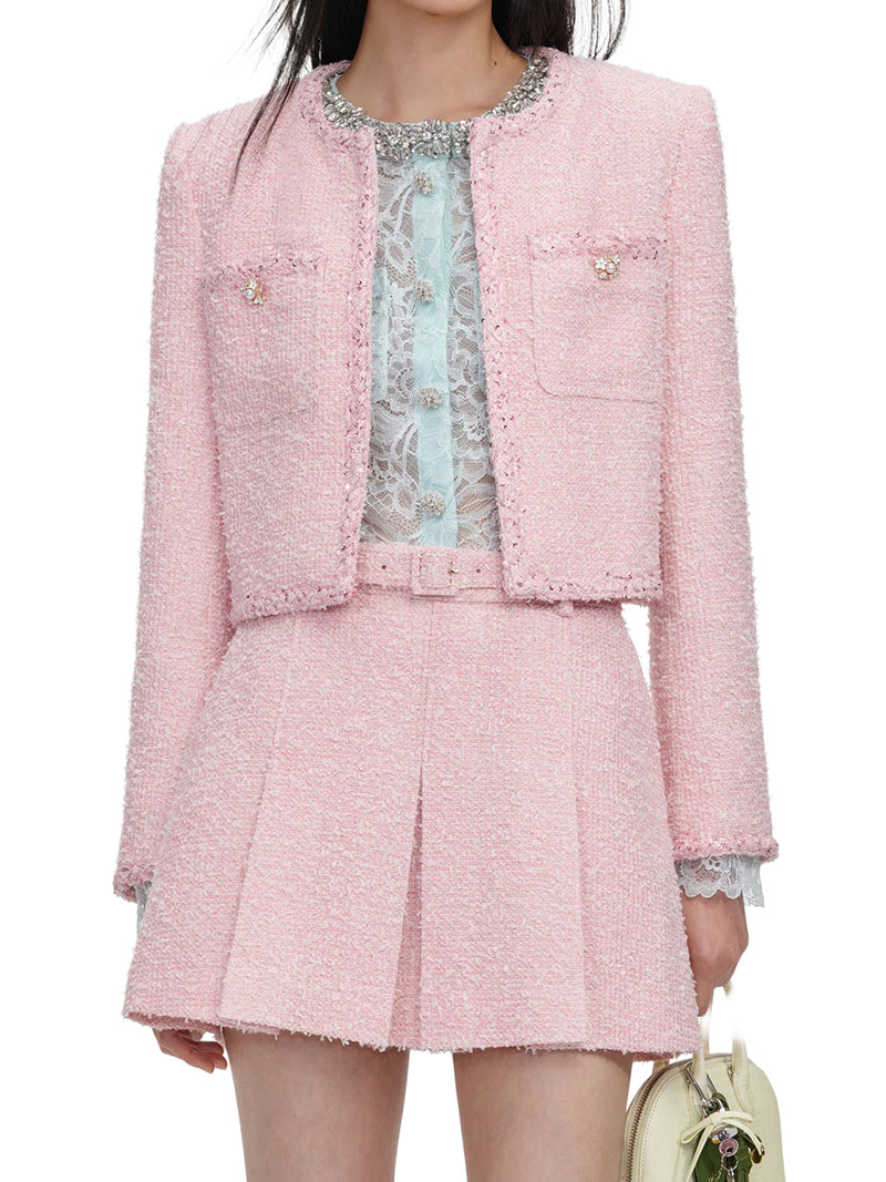Self-Portrait Women Cropped Boucle Jacket