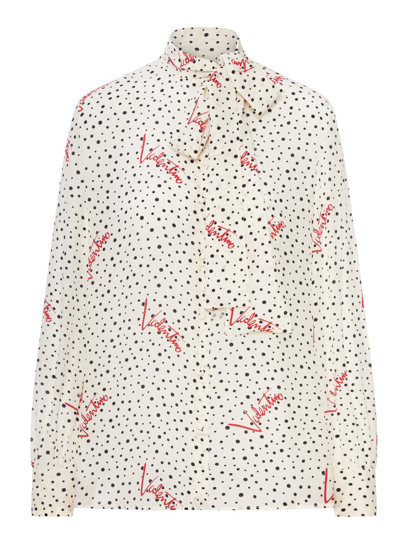 Valentino Garavani Women Crepe De Chine Shirt With Bubbles And Polka Dot