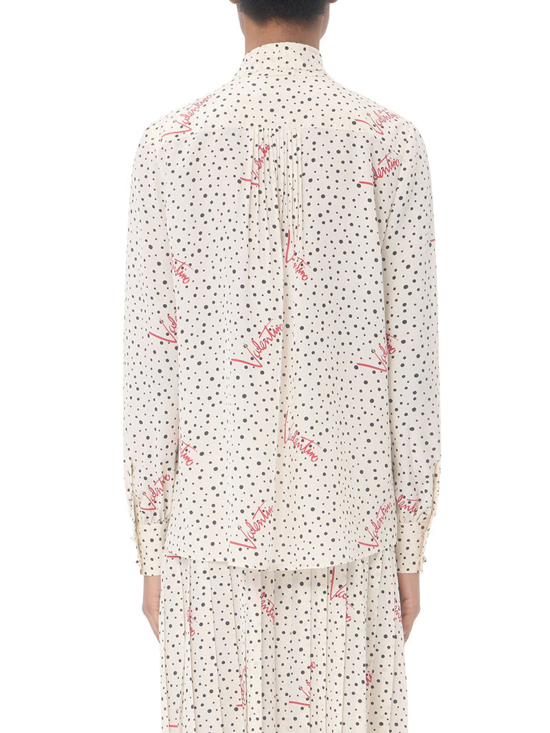 Valentino Garavani Women Crepe De Chine Shirt With Bubbles And Polka Dot