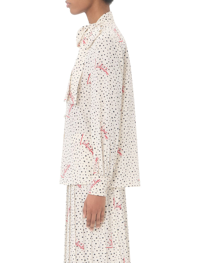 Valentino Garavani Women Crepe De Chine Shirt With Bubbles And Polka Dot