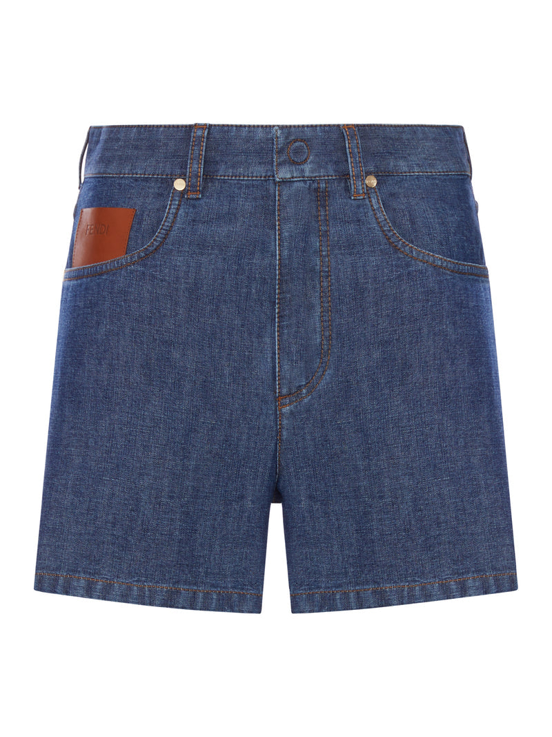 Fendi Women Chambray Denim Shorts
