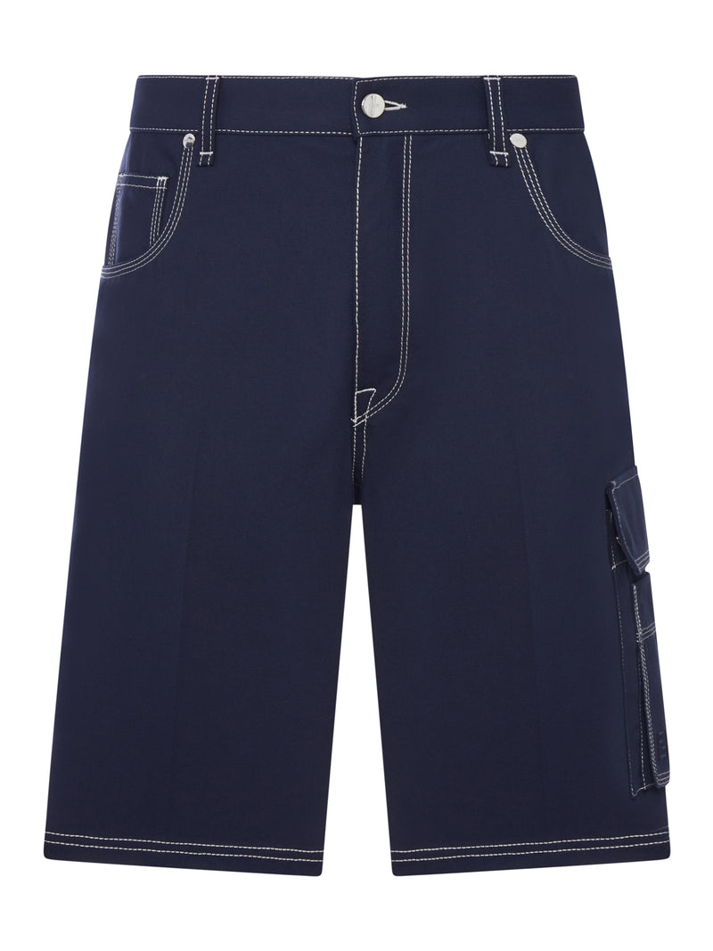 Fendi Men Cotton Canvas Cargo Bermuda Shorts