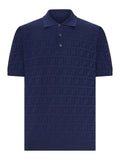 Fendi Men Dark Blue Tricot Cotton Polo Shirt