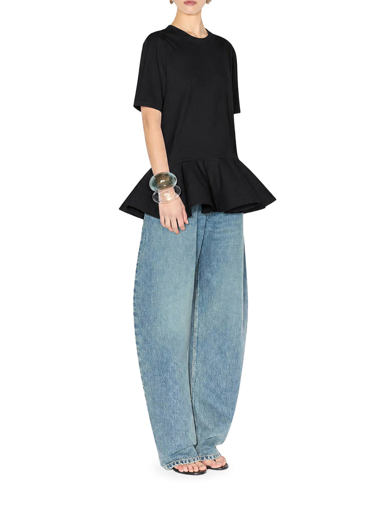 Alaia Women Cotton Jersey T-Shirt With Crinoline