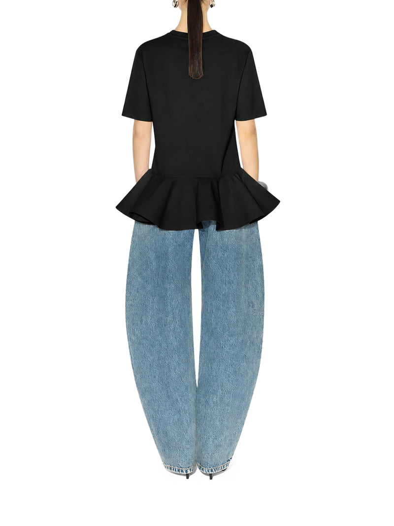 Alaia Women Cotton Jersey T-Shirt With Crinoline