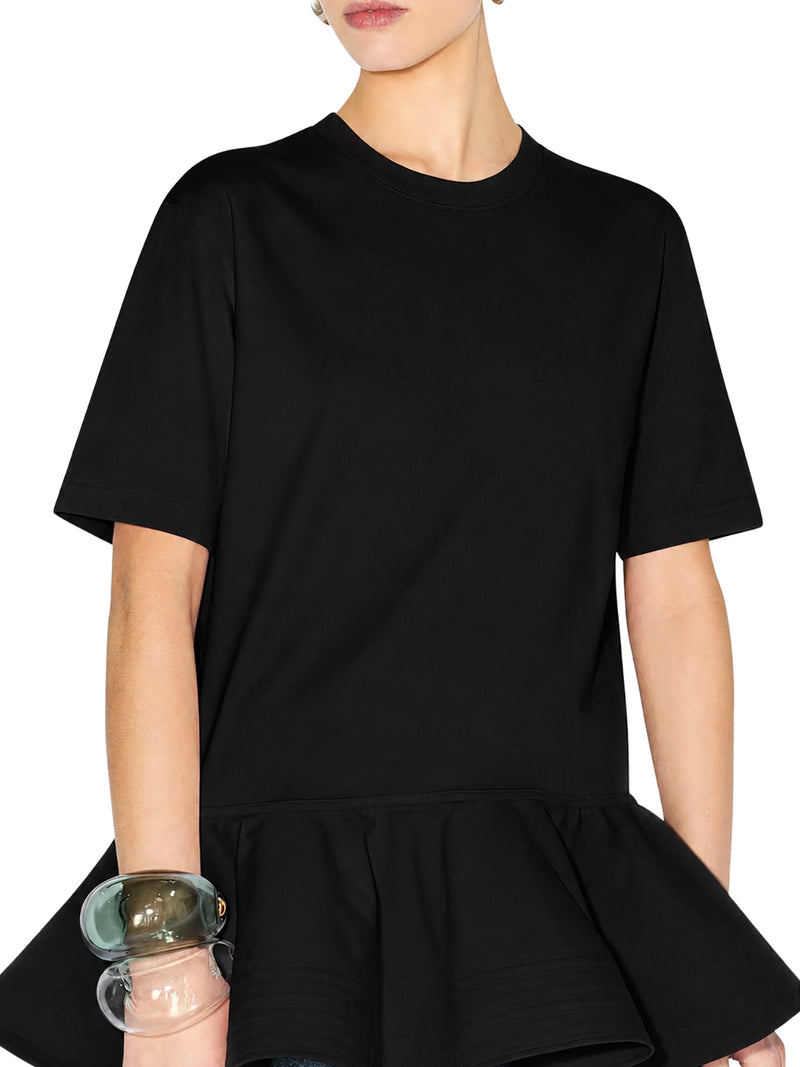 Alaia Women Cotton Jersey T-Shirt With Crinoline
