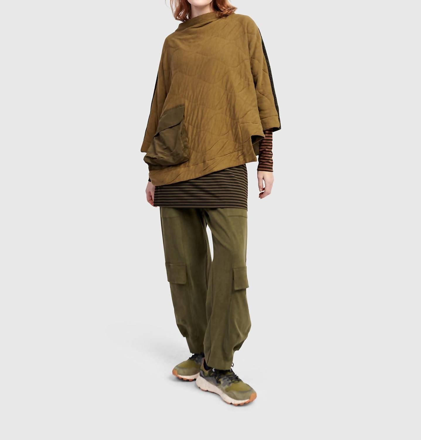 Urban Sah Quilted Pullover Sweater In Khaki