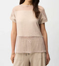 Seersucker Mesh Boxy Top In Parchment