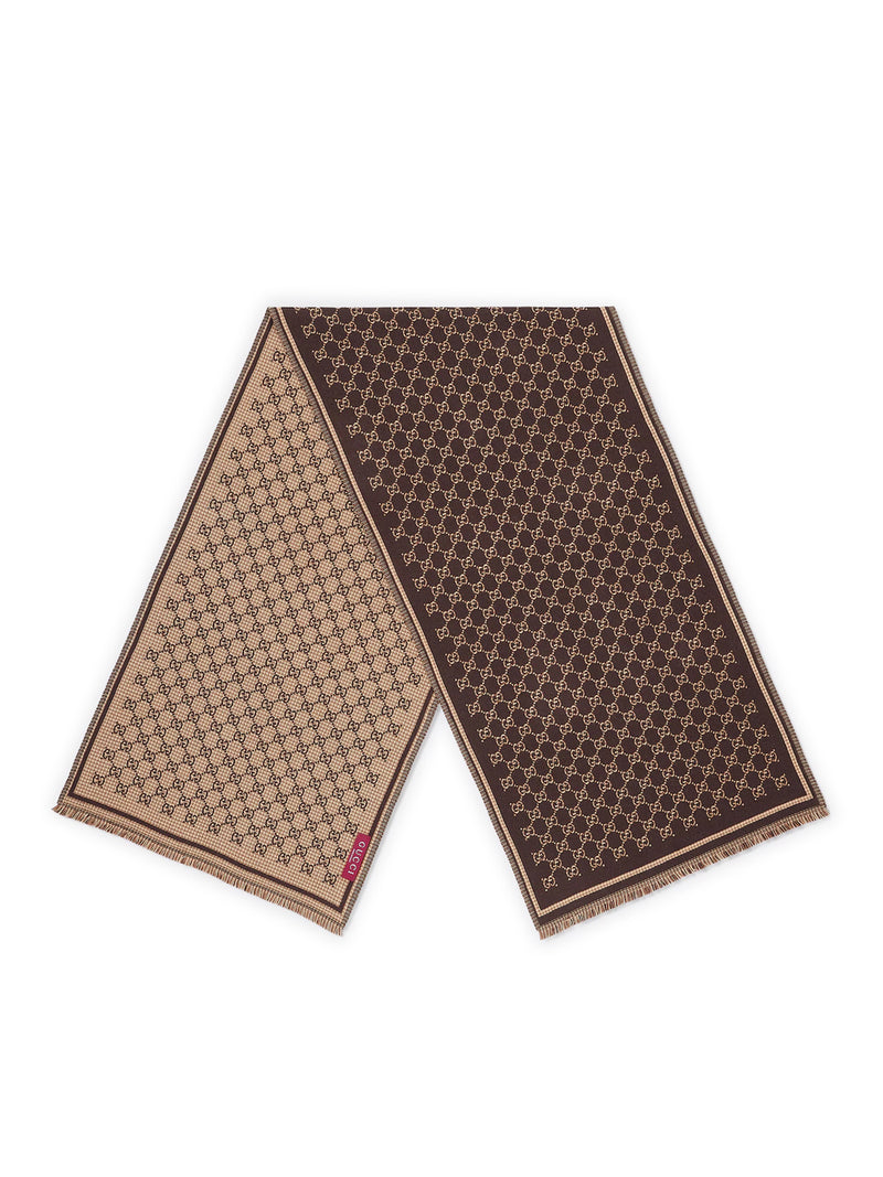 Gucci Men Gg Jacquard Wool Scarf