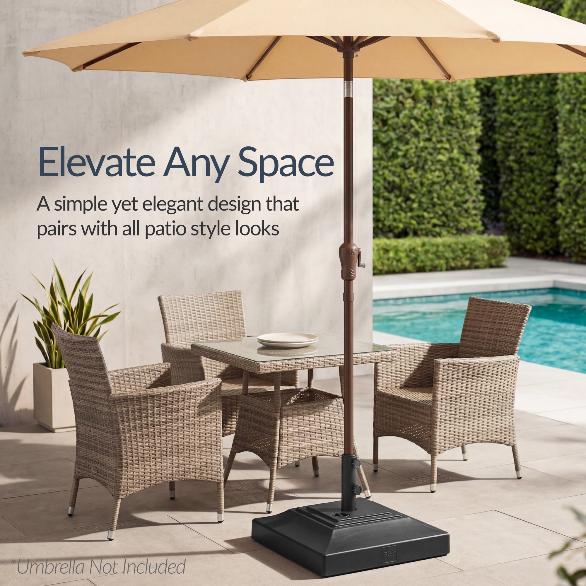 Best Choice Products Fillable Plastic Patio Umbrella Base Stand, Pole Holder w/ Adjustment Knob, Pyramid Design - Black