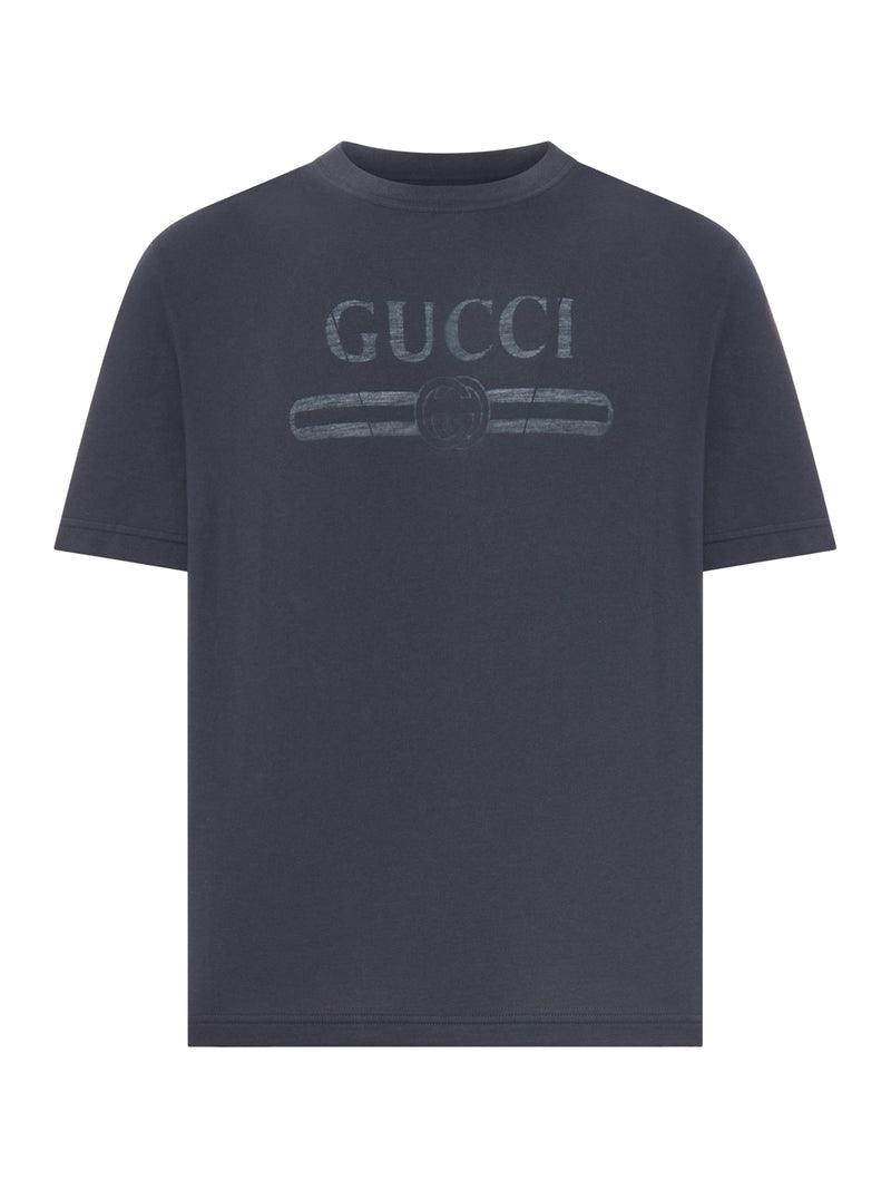 Gucci Men Cotton Jersey T-Shirt With Devoré Detail