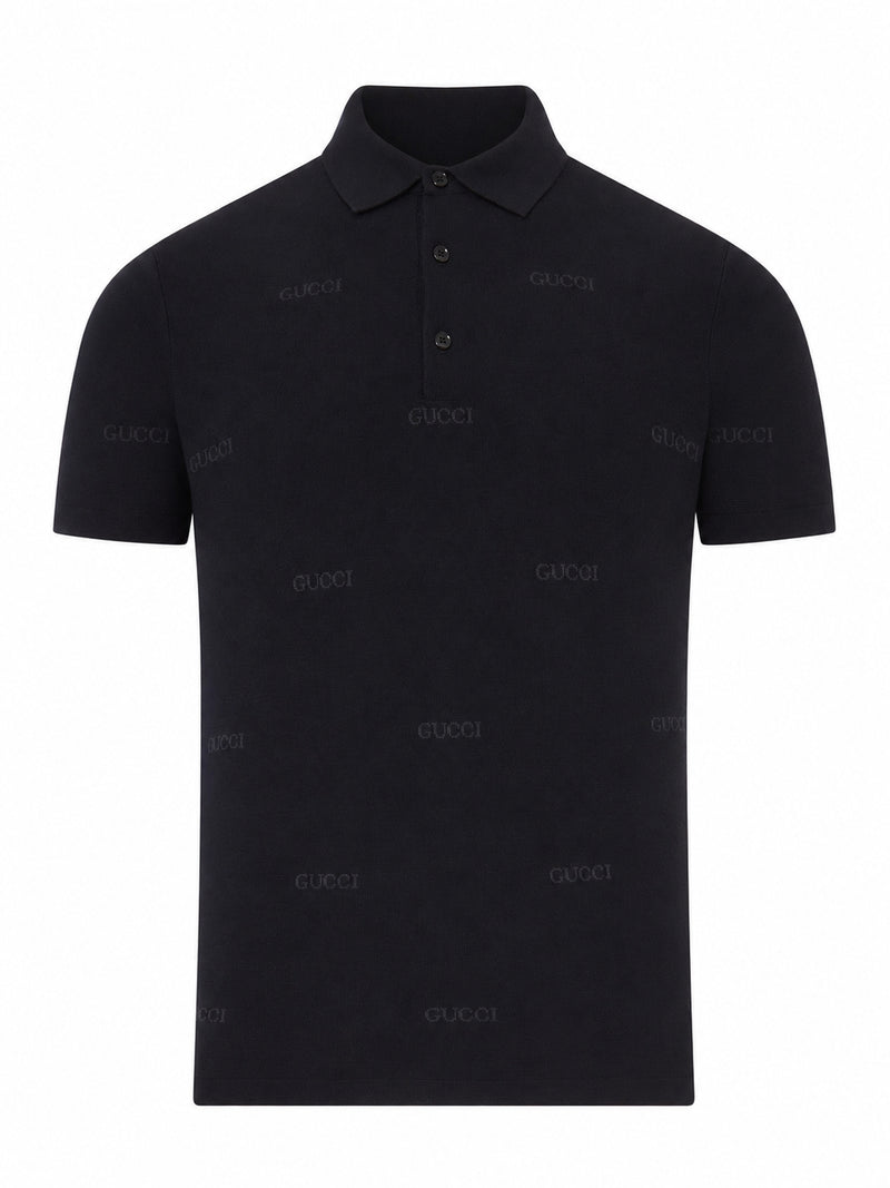 Gucci Men Jacquard Wool And Silk Polo